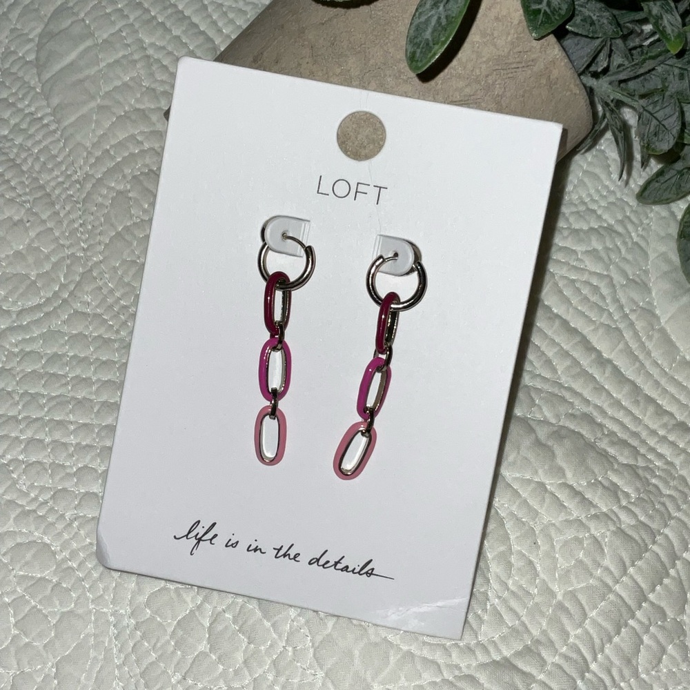 LOFT Pink and Silver Chain Link Earrings; matching necklace in my closet